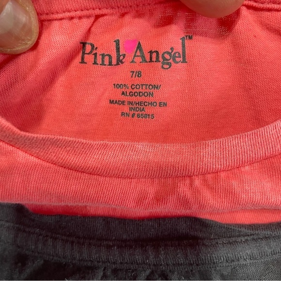 Pink Angel Girls size 7/8 - 5 T-Shirts - Gray, Black, Pink, and Aqua Blue, Peach - Picture 7 of 10
